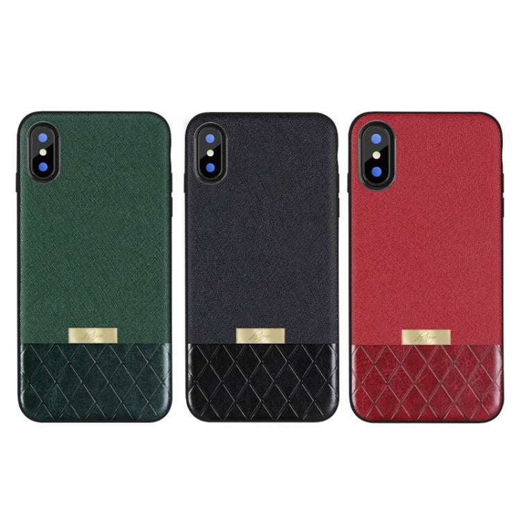 For iPhone X / XS DZGOGO LAVA Series Cross Texture Shockproof Protective Back Cover Case (Red)