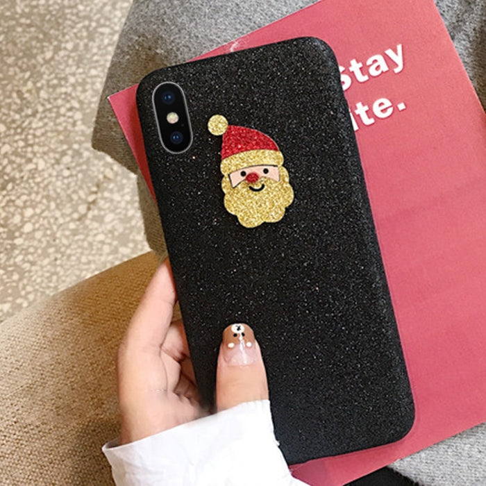 For iPhone X / XS Creative Cute Santa Claus Drop-proof Sequins Glitter Powder Protective Back Cover Case