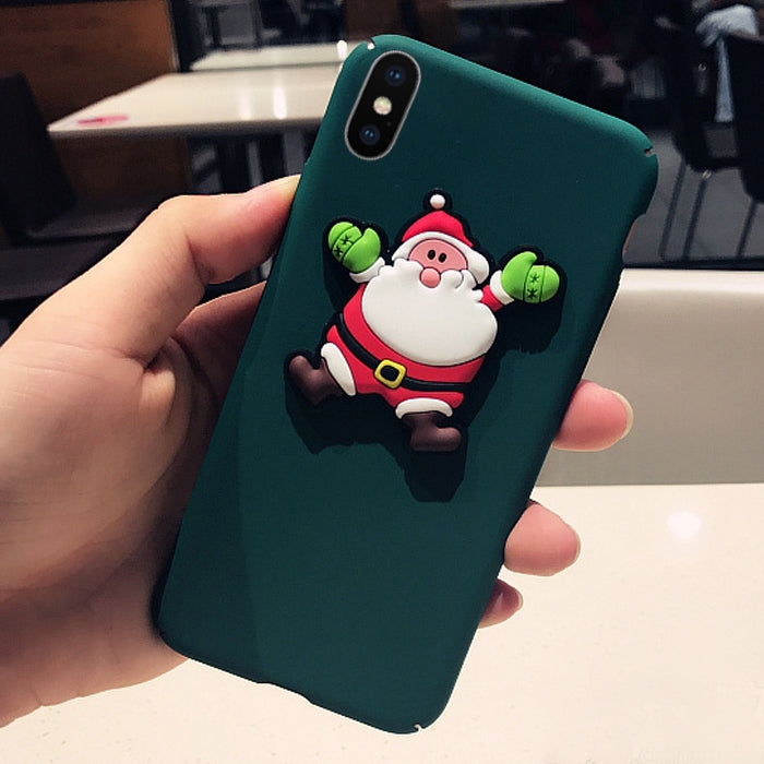 For iPhone X / XS Christmas Series Cartoon Santa Claus Pattern Full Coverage Protective Back Cover Case