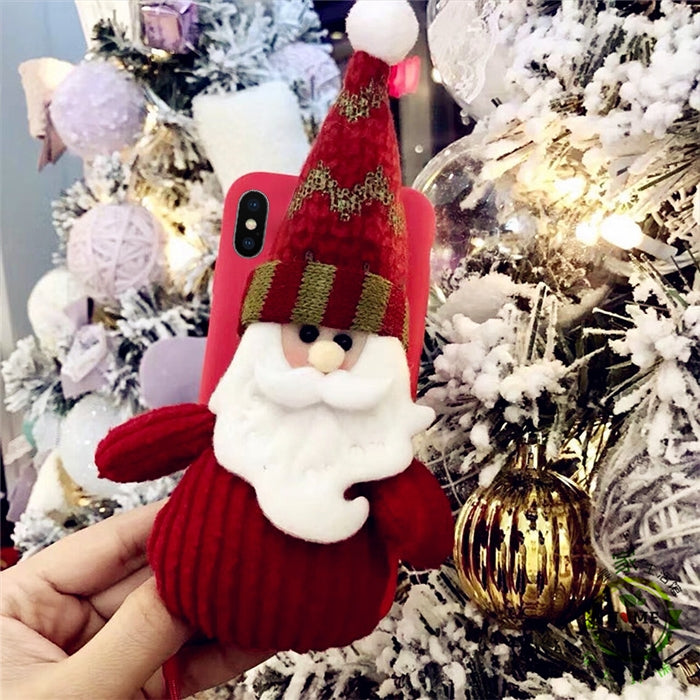 For iPhone X / XS Christmas Series 3D Santa Claus Doll Silicone Protective Back Cover Case with Sling