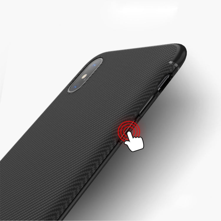 For iPhone X TOTUDESIGN Carbon Fiber Texture TPU Anti-slip Soft Protective Back Cover Case With Invisible Holder
