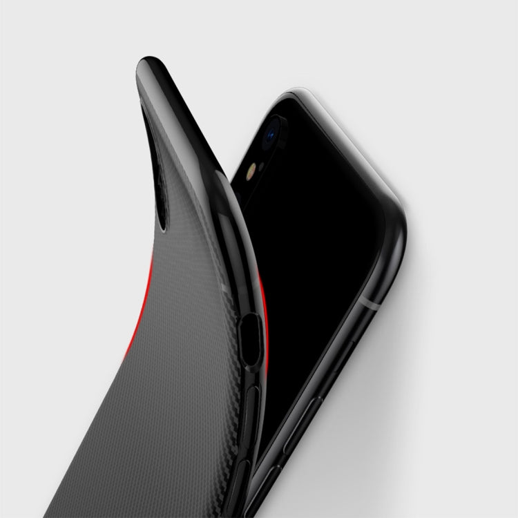 For iPhone X TOTUDESIGN Carbon Fiber Texture TPU Anti-slip Soft Protective Back Cover Case With Invisible Holder