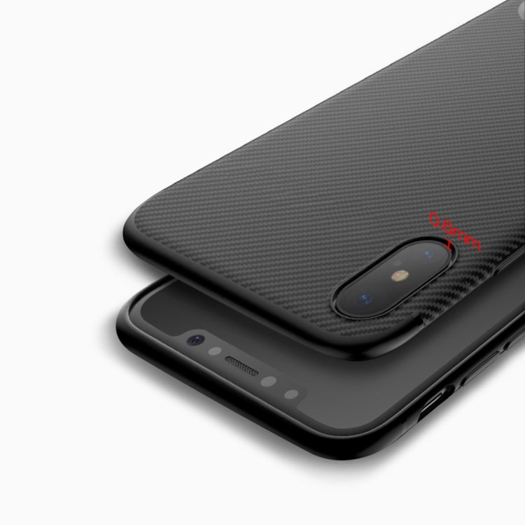 For iPhone X TOTUDESIGN Carbon Fiber Texture TPU Anti-slip Soft Protective Back Cover Case With Invisible Holder