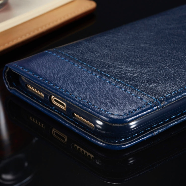 For iPhone X / XS Double-sided Absorption Splicing Horizontal Flip Leather Case with Holder & Card Slots & Lanyard