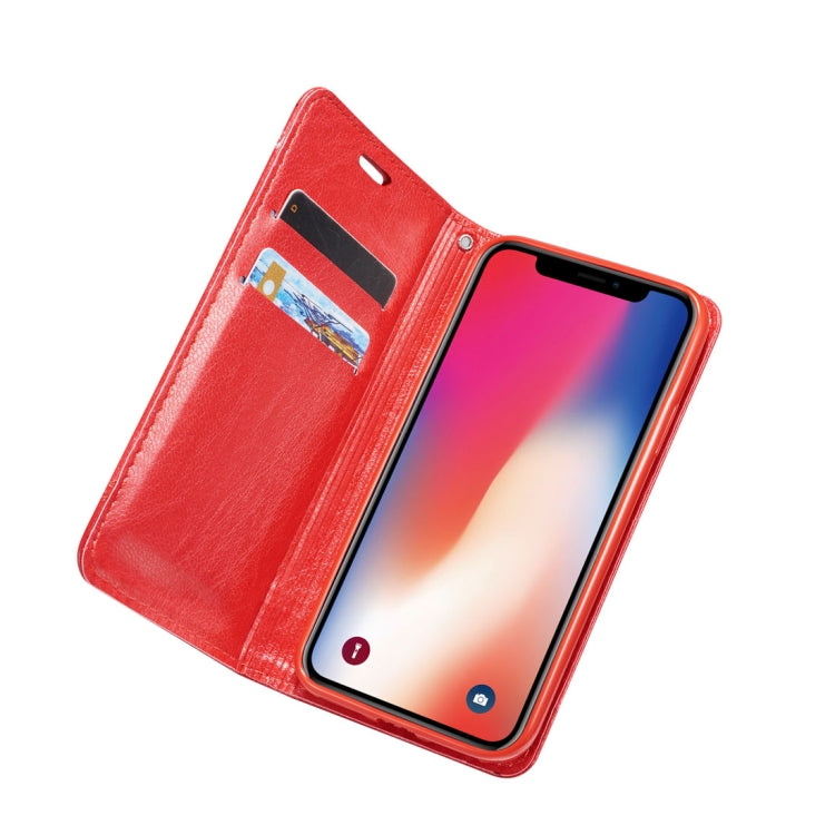 For iPhone X / XS Double-sided Absorption Splicing Horizontal Flip Leather Case with Holder & Card Slots & Lanyard