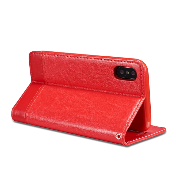 For iPhone X / XS Double-sided Absorption Splicing Horizontal Flip Leather Case with Holder & Card Slots & Lanyard