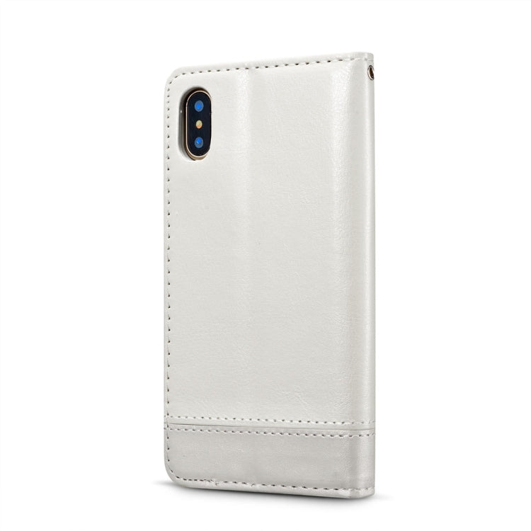 For iPhone X / XS Double-sided Absorption Splicing Horizontal Flip Leather Case with Holder & Card Slots & Lanyard