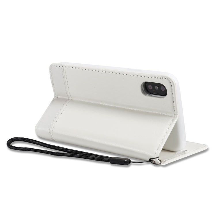 For iPhone X / XS Double-sided Absorption Splicing Horizontal Flip Leather Case with Holder & Card Slots & Lanyard