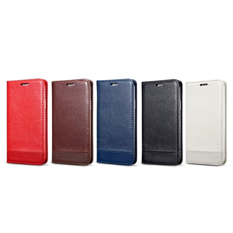 For iPhone X / XS Double-sided Absorption Splicing Horizontal Flip Leather Case with Holder & Card Slots & Lanyard