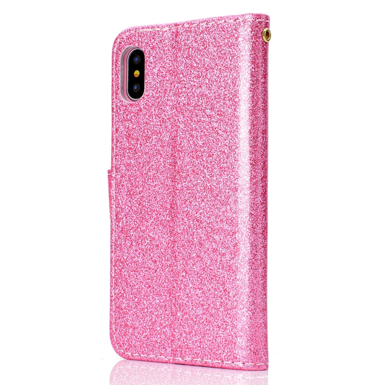 For iPhone X / XS Glitter Powder Horizontal Flip Leather Case with Card Slots & Wallet & Photo Frame & Sling