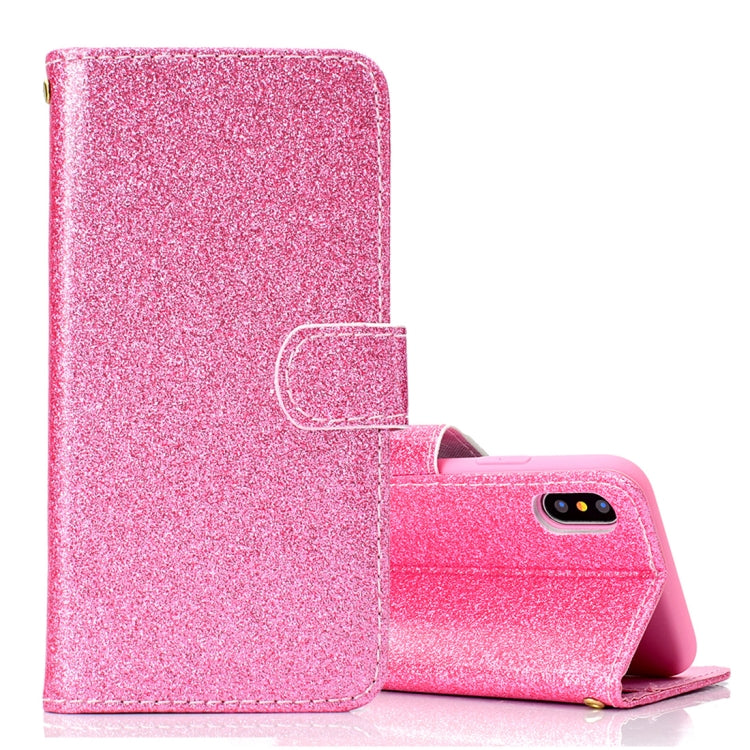 For iPhone X / XS Glitter Powder Horizontal Flip Leather Case with Card Slots & Wallet & Photo Frame & Sling