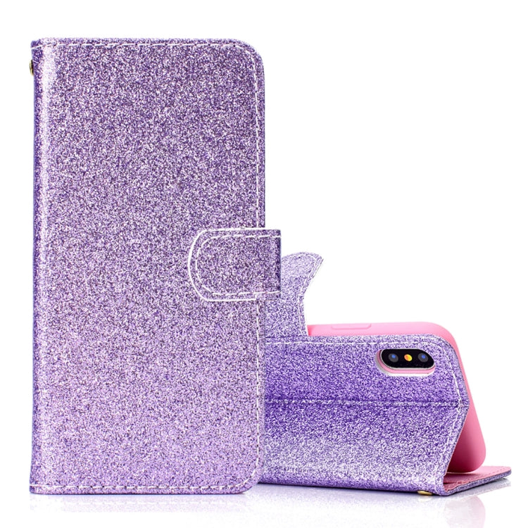 For iPhone X / XS Glitter Powder Horizontal Flip Leather Case with Card Slots & Wallet & Photo Frame & Sling