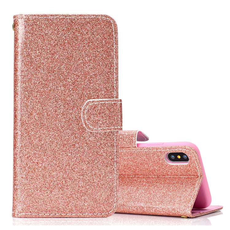 For iPhone X / XS Glitter Powder Horizontal Flip Leather Case with Card Slots & Wallet & Photo Frame & Sling