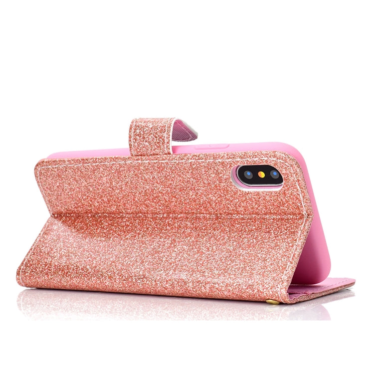 For iPhone X / XS Glitter Powder Horizontal Flip Leather Case with Card Slots & Wallet & Photo Frame & Sling