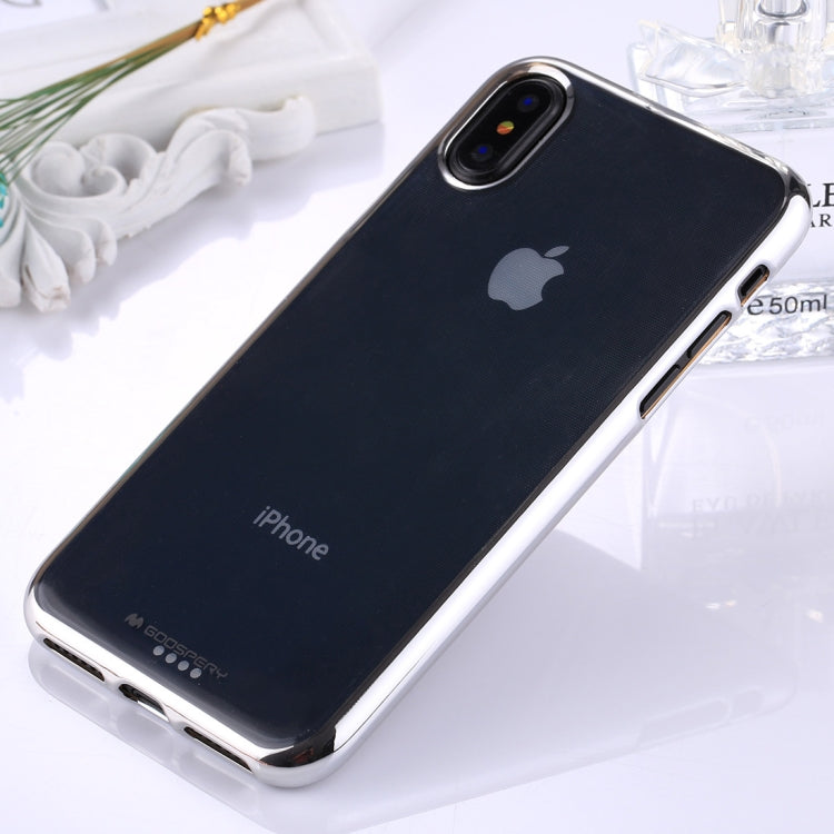 For iPhone X / XS GOOSPERY RING2 Electroplating Side TPU Full Coverage Shockproof Protective Back Cover Case (Silver)