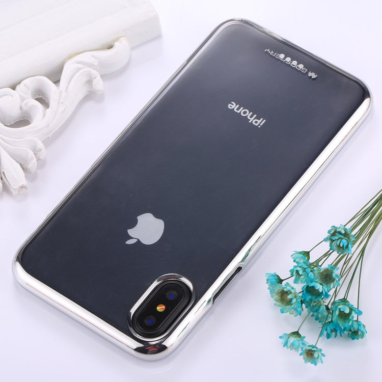 For iPhone X / XS GOOSPERY RING2 Electroplating Side TPU Full Coverage Shockproof Protective Back Cover Case (Silver)
