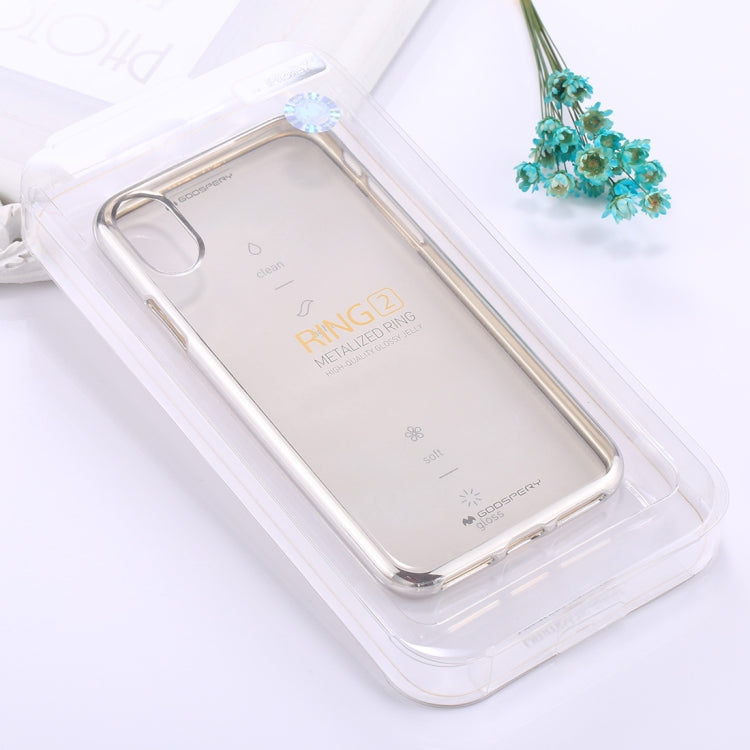 For iPhone X / XS GOOSPERY RING2 Electroplating Side TPU Full Coverage Shockproof Protective Back Cover Case (Silver)