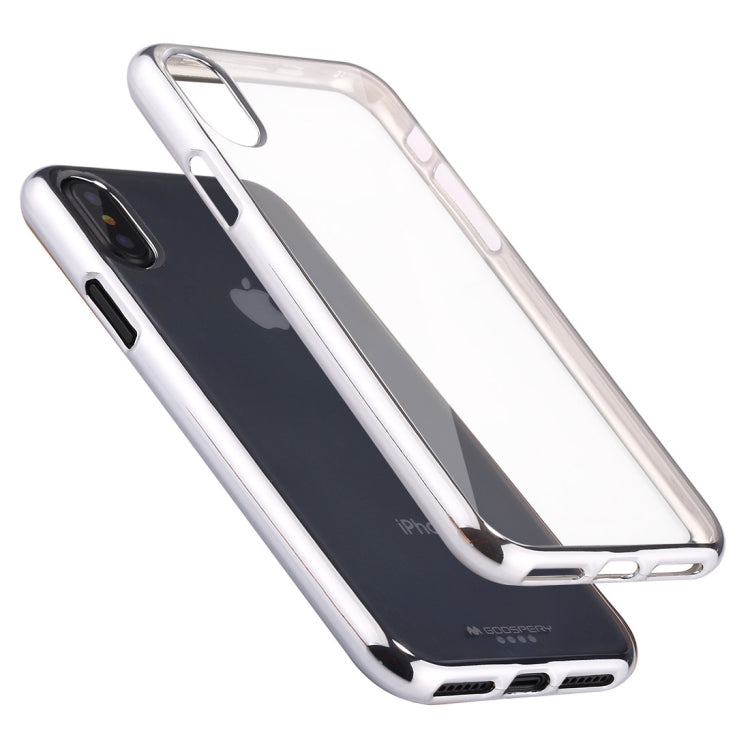 For iPhone X / XS GOOSPERY RING2 Electroplating Side TPU Full Coverage Shockproof Protective Back Cover Case (Silver)