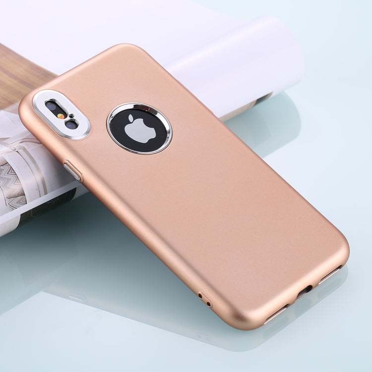 For iPhone X / XS TPU Metal Button Protective Back Cover Case