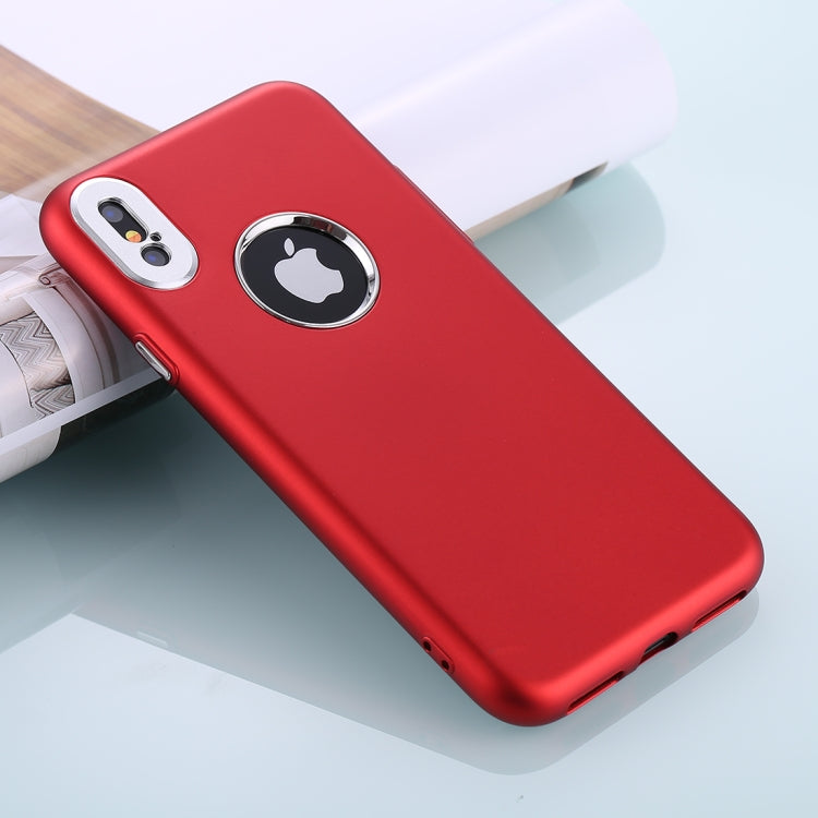 For iPhone X / XS TPU Metal Button Protective Back Cover Case