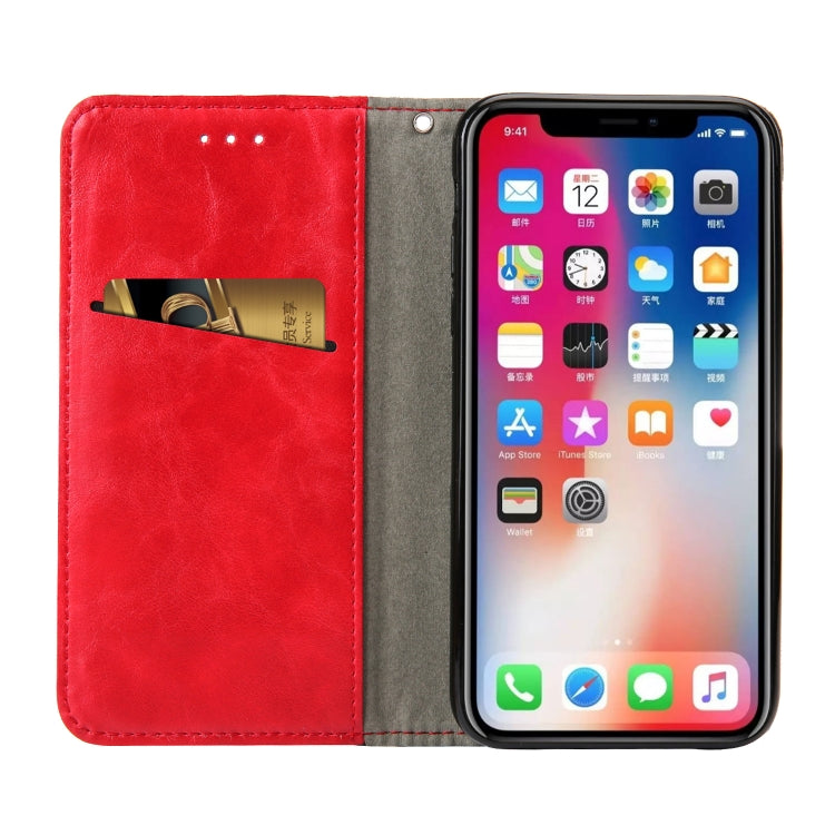 For iPhone X / XS Retro Book Design Horizontal Flip PU Leather Case with Holder & Card Slots