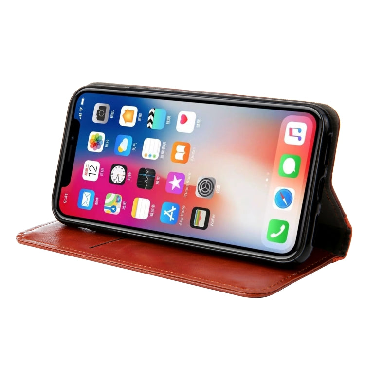For iPhone X / XS Retro Book Design Horizontal Flip PU Leather Case with Holder & Card Slots