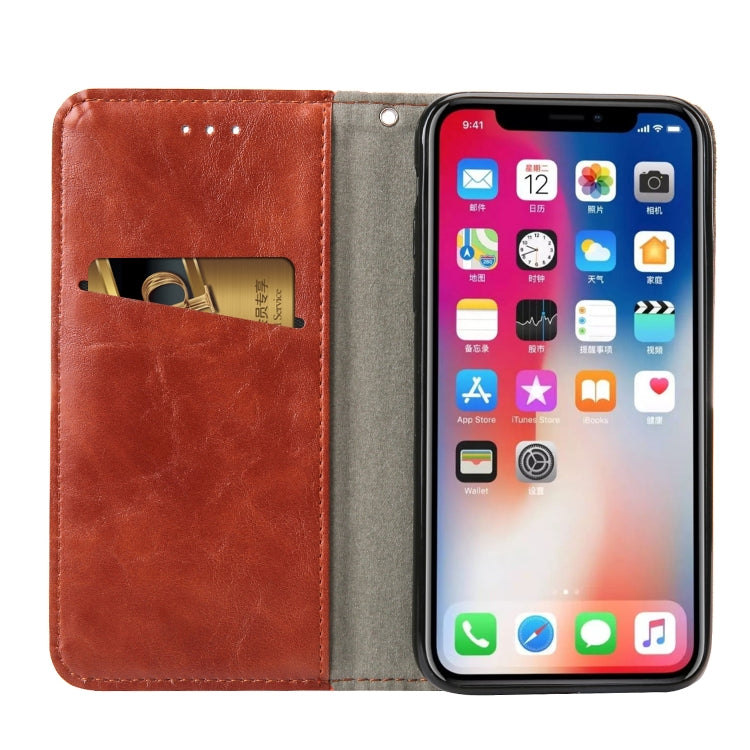 For iPhone X / XS Retro Book Design Horizontal Flip PU Leather Case with Holder & Card Slots