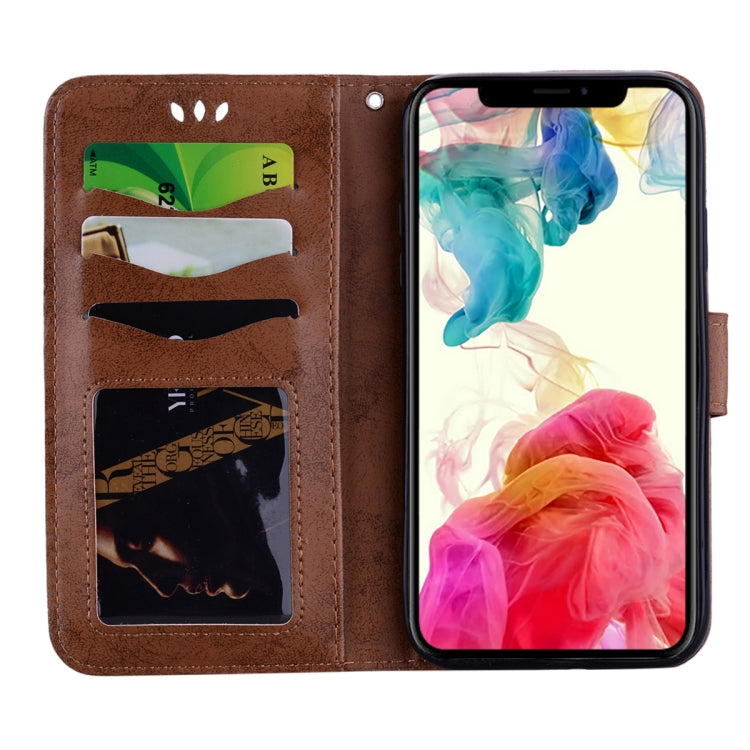 For iPhone X / XS Embossed Heart Butterfly Pattern Horizontal Flip Leather Case with Card Slot & Holder & Wallet & Lanyard