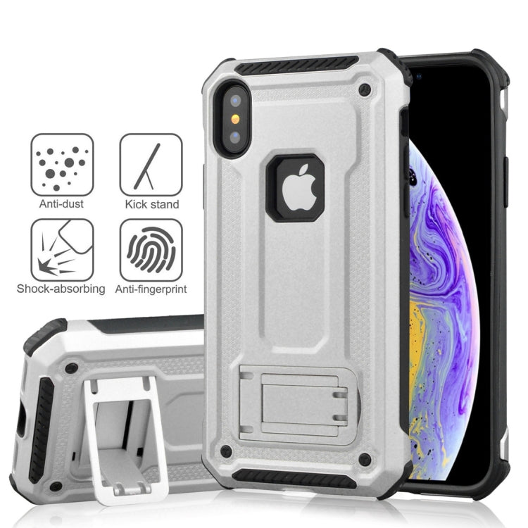 For iPhone XS Shockproof PC + TPU Armor Protective Case with Holder