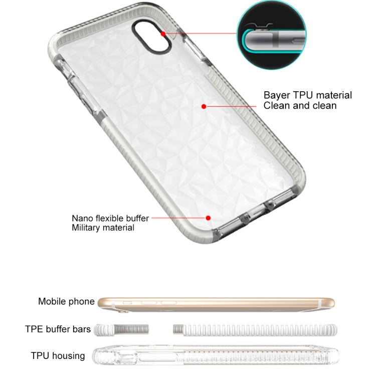 For iPhone X / XS Diamond Texture TPU Dropproof Protective Back Cover Case