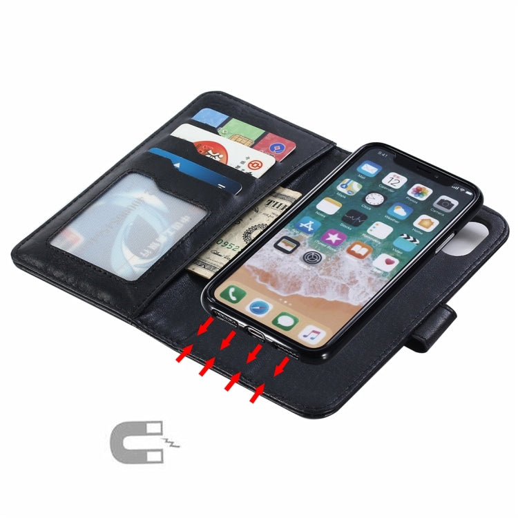 For iPhone X / XS Retro Cowhide Texture Magnetic Absorption Detachable Back Cover Horizontal Flip Leather Case with Holder & Card Slots & Wallet & Photo Frame & Lanyard