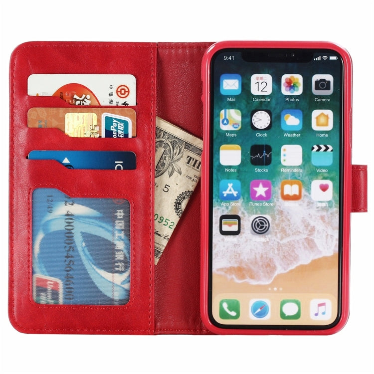For iPhone X / XS Retro Cowhide Texture Magnetic Absorption Detachable Back Cover Horizontal Flip Leather Case with Holder & Card Slots & Wallet & Photo Frame & Lanyard