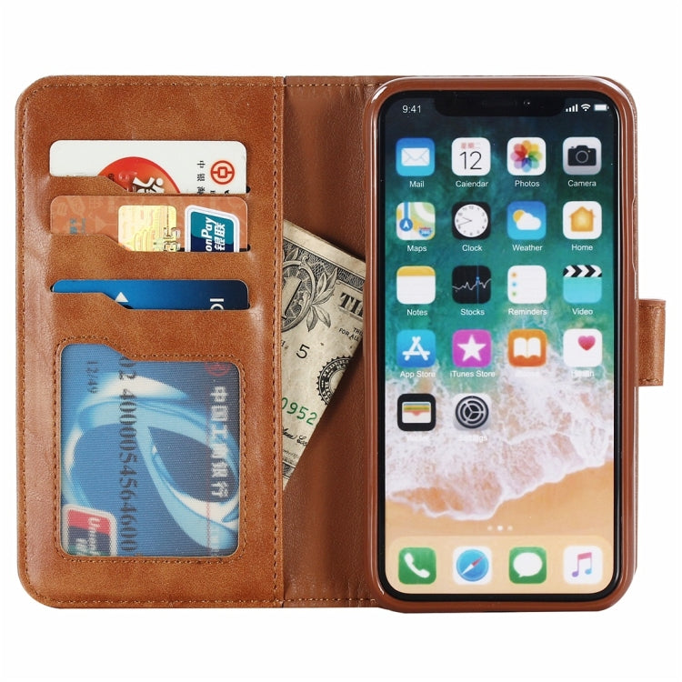 For iPhone X / XS Retro Cowhide Texture Magnetic Absorption Detachable Back Cover Horizontal Flip Leather Case with Holder & Card Slots & Wallet & Photo Frame & Lanyard