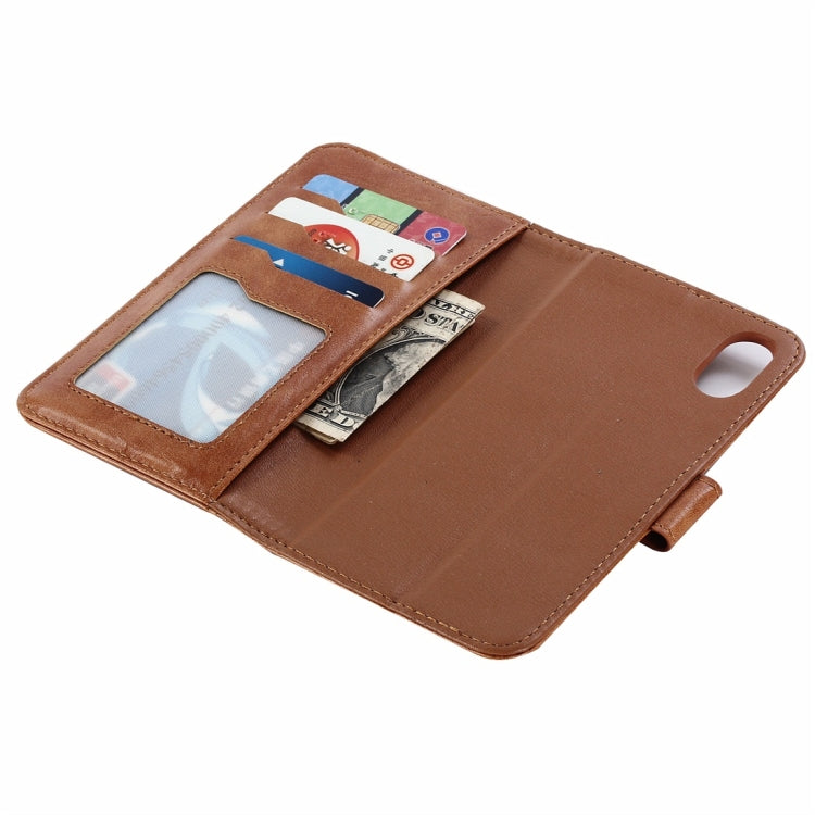 For iPhone X / XS Retro Cowhide Texture Magnetic Absorption Detachable Back Cover Horizontal Flip Leather Case with Holder & Card Slots & Wallet & Photo Frame & Lanyard