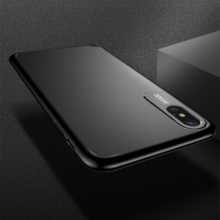 For iPhone X / XS TOTUDESIGN PC + Metal Dropproof Protective Back Cover Case (Black)