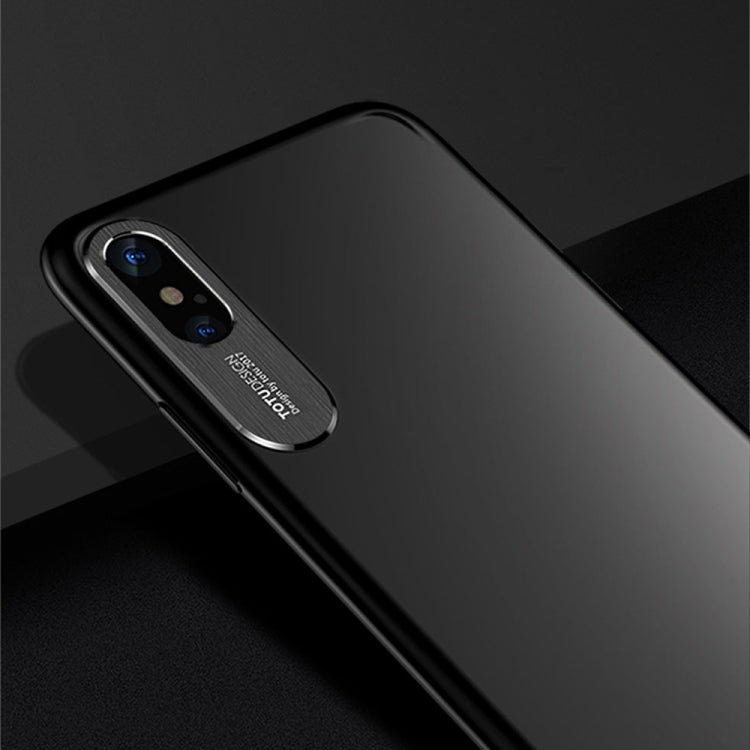 For iPhone X / XS TOTUDESIGN PC + Metal Dropproof Protective Back Cover Case (Black)