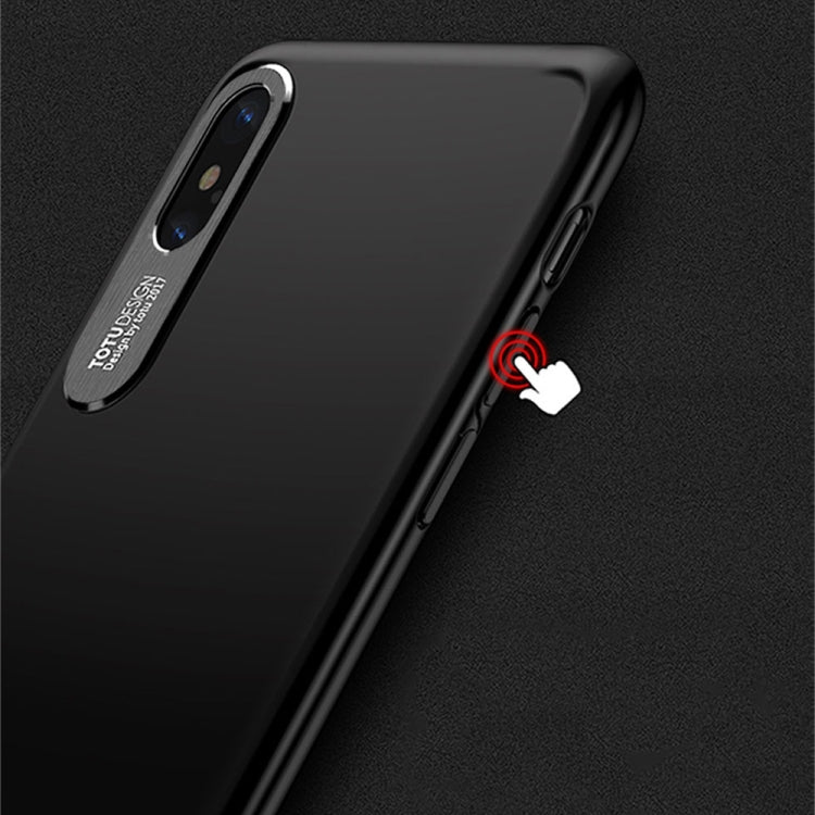 For iPhone X / XS TOTUDESIGN PC + Metal Dropproof Protective Back Cover Case (Black)