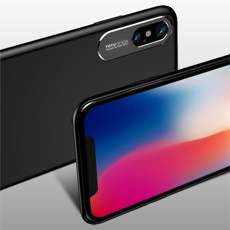 For iPhone X / XS TOTUDESIGN PC + Metal Dropproof Protective Back Cover Case (Black)