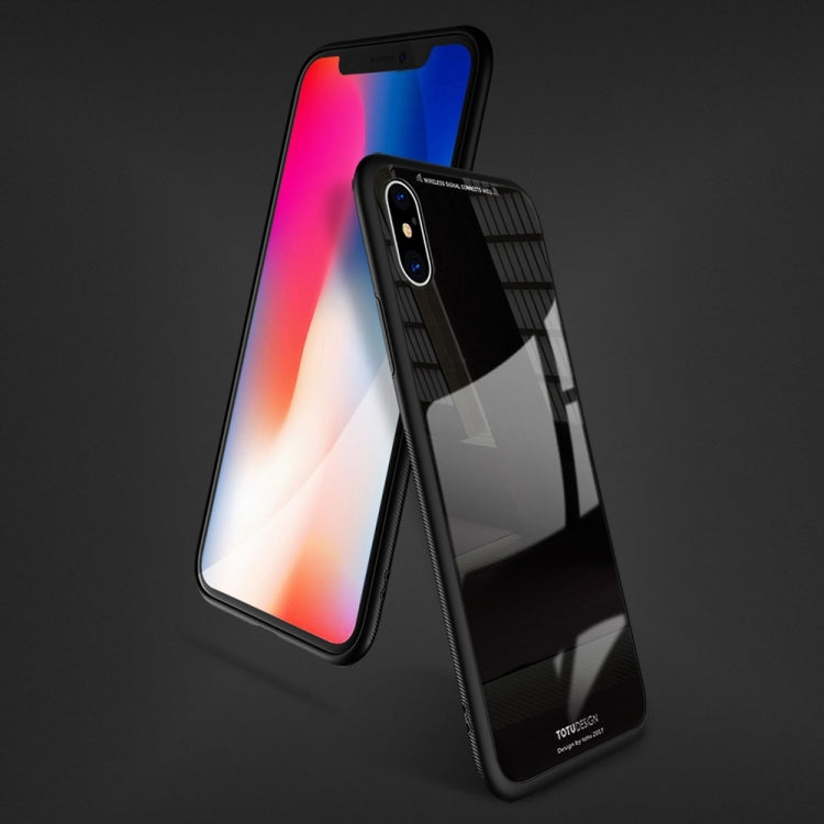For iPhone X / XS TOTUDESIGN TPU + PC + Glass Dropproof Protective Back Cover Case