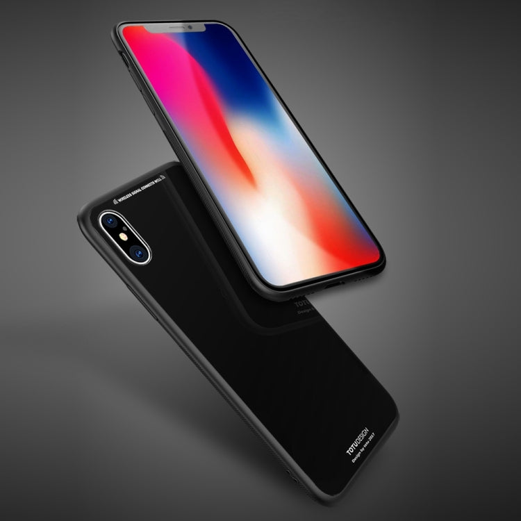 For iPhone X / XS TOTUDESIGN TPU + PC + Glass Dropproof Protective Back Cover Case