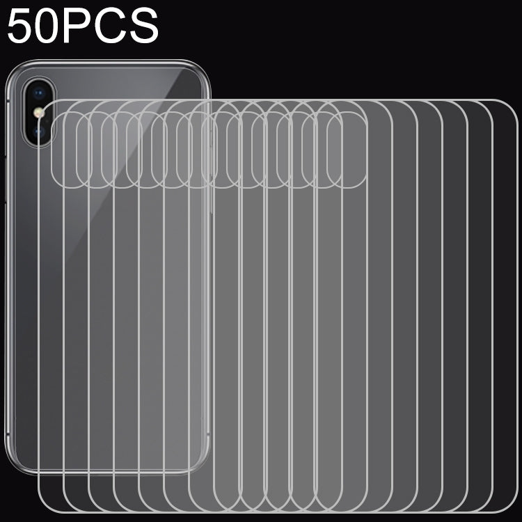 For iPhone X / XS 50pcs Transparent Tempered Glass Back Screen Protector
