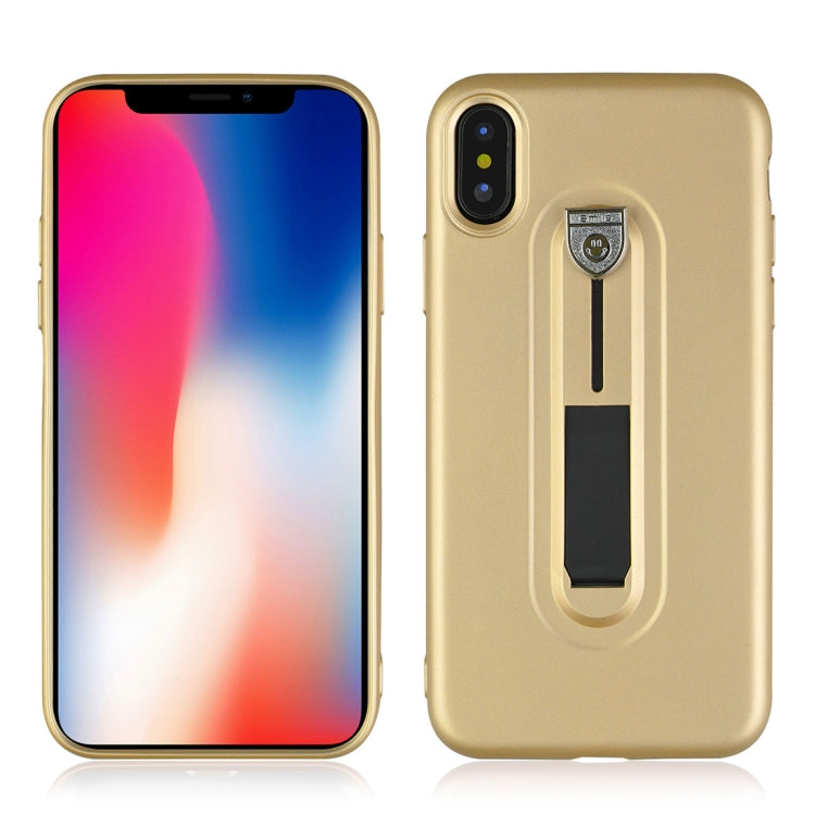 For iPhone X / XS Ultra-thin Frosted Soft TPU + PC Protective Back Case with Holder