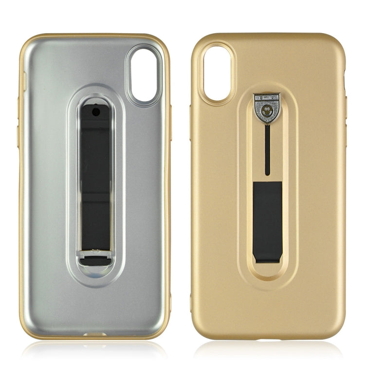 For iPhone X / XS Ultra-thin Frosted Soft TPU + PC Protective Back Case with Holder