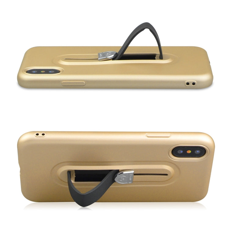 For iPhone X / XS Ultra-thin Frosted Soft TPU + PC Protective Back Case with Holder