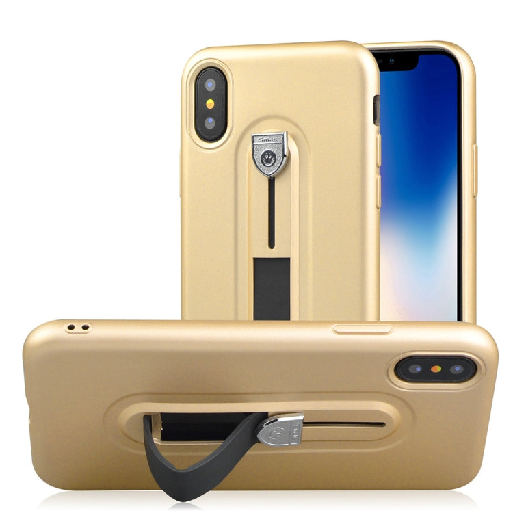 For iPhone X / XS Ultra-thin Frosted Soft TPU + PC Protective Back Case with Holder