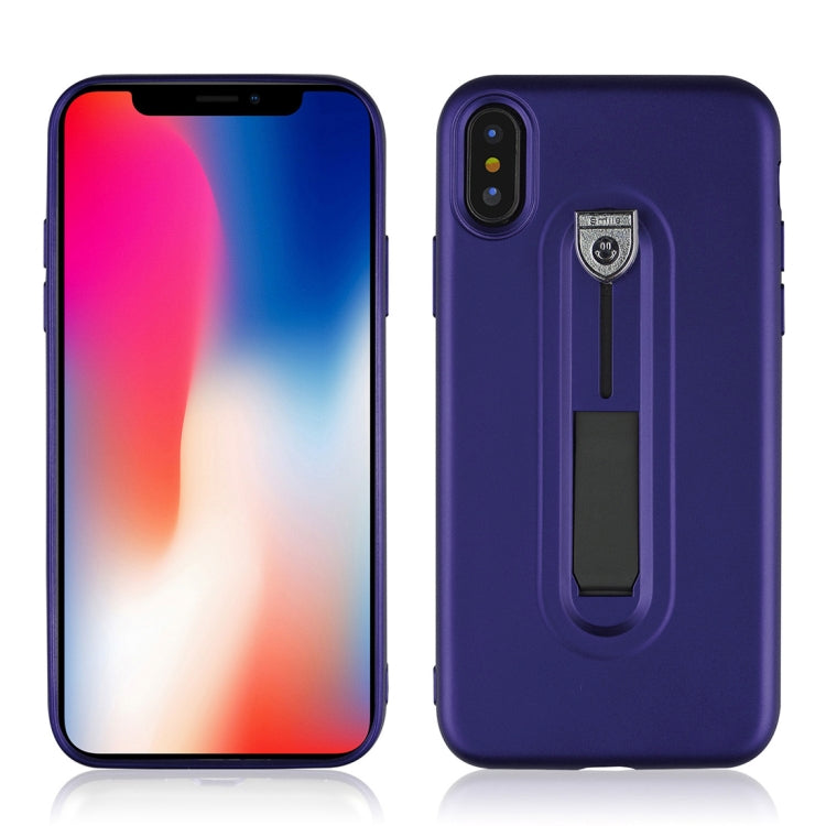 For iPhone X / XS Ultra-thin Frosted Soft TPU + PC Protective Back Case with Holder