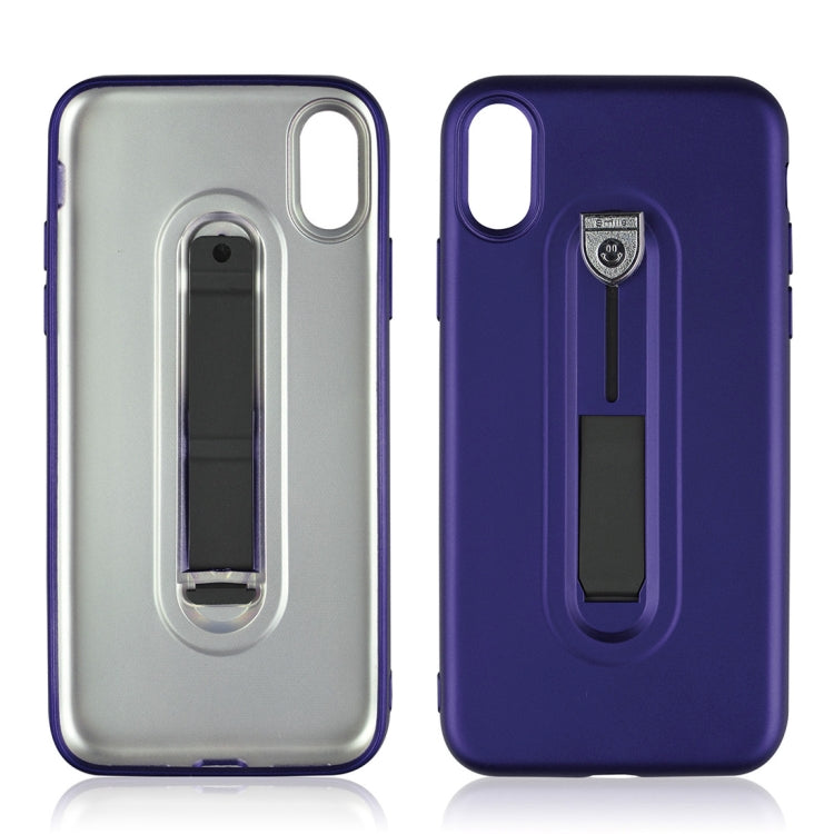 For iPhone X / XS Ultra-thin Frosted Soft TPU + PC Protective Back Case with Holder