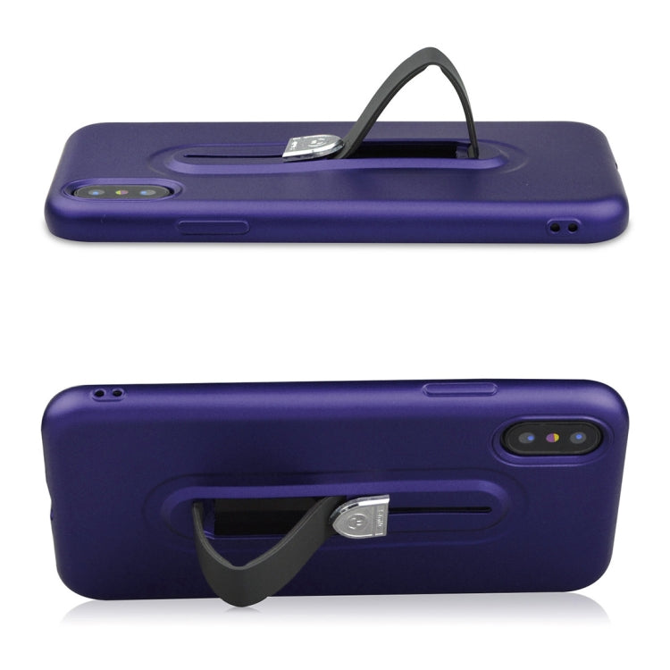 For iPhone X / XS Ultra-thin Frosted Soft TPU + PC Protective Back Case with Holder