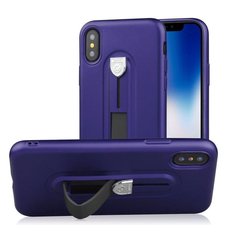 For iPhone X / XS Ultra-thin Frosted Soft TPU + PC Protective Back Case with Holder
