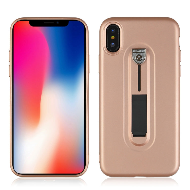 For iPhone X / XS Ultra-thin Frosted Soft TPU + PC Protective Back Case with Holder